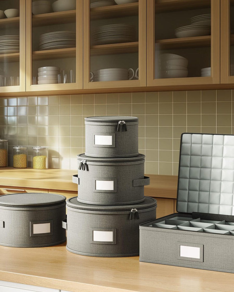 China storage set on a kitchen counter